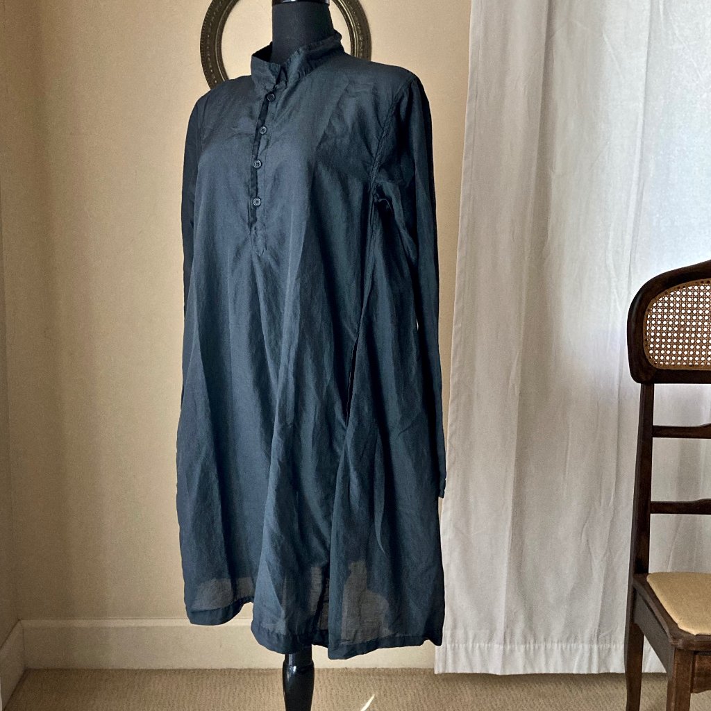 Cp Shades Jasmine Dark Graphite Pullover Long Sleeve Tunic Cotton/Silk Blend.